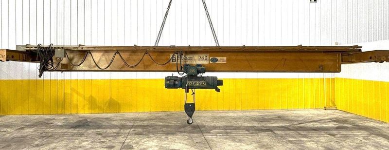 7.5 TON x 27'-4" MOVE HANDLING SYSTEMS SINGLE GIRDER BRIDGE CRANE W/ SHAW-BOX HOIST: STOCK #2101