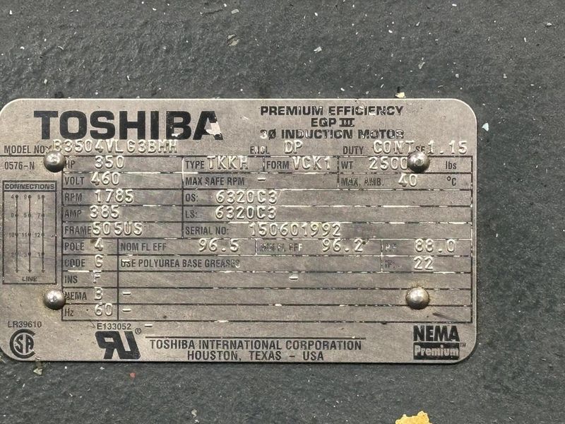 350 HP TOSHIBA MOTOR: STOCK #22653