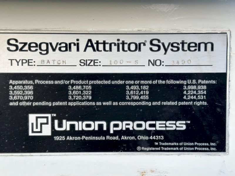 Union Process | Szegvari Attritor 
20Hp / 100-Gallon Vessel