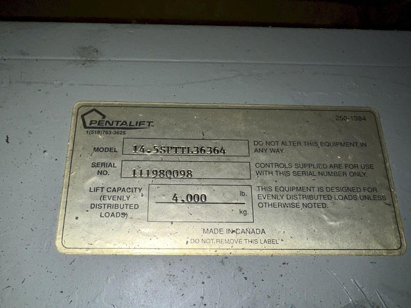 4,000 LBS X 48" X 48" PENTALIFT HYDRAULIC LIFT & TILT TABLE: STOCK #20387