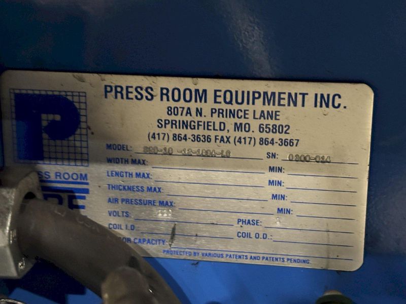 12" W X 18" STROKE PRESS ROOM EQUIPMENT PRE PNEUMATIC COIL STRAIGHTENER & AIR FEEDER : STOCK #23