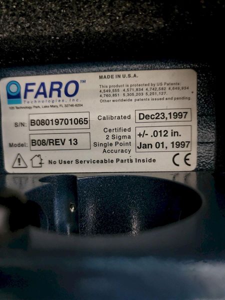 FARO ARM 8FT STANDARD MODEL B08 W/ COMPUTER: STOCK #19166
