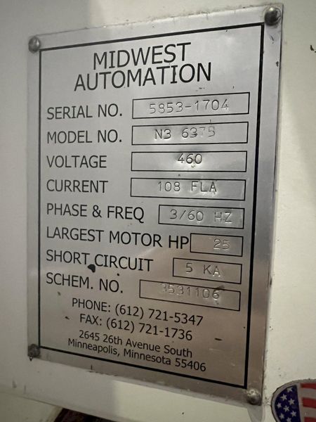 63" MIDWEST AUTOMATION MODEL #N3-6375 3 HEAD WET TYPE BELT DEBURRING GRINDER MACHINE: STOCK 1822