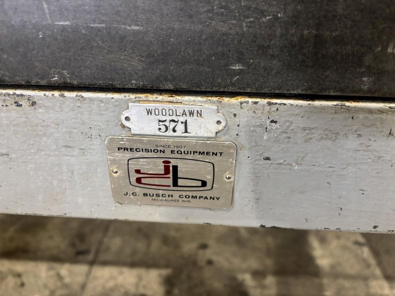 60" X 36" X 8" JC BUSCH PRECISION LAYOUT BLACK GRANITE SURFACE PLATE ON STAND: STOCK #22773