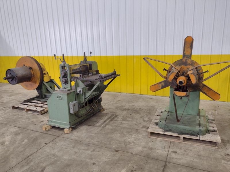 18" WIDE X 2,500 LBS YODER MODEL #M2 PULL THROUGH SLITTING LINE, INCLUDES UNCOILER, SLITTER & RE