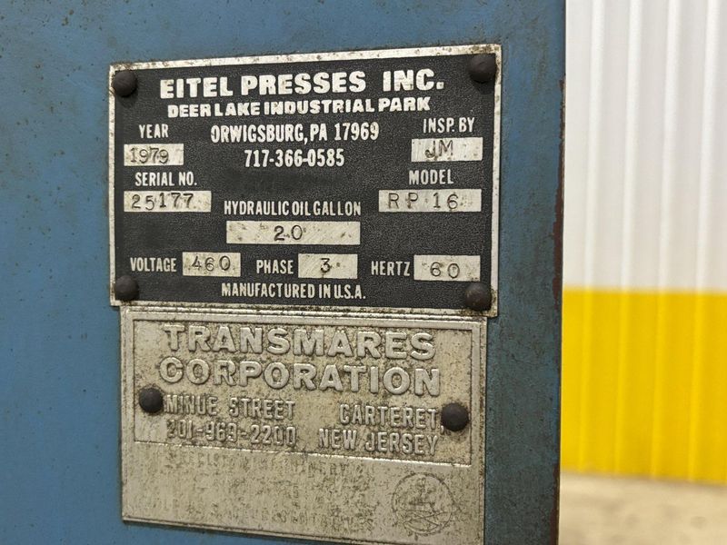 16 TON EITEL MODEL #RP-16 HYDRAULIC C-FRAME PRECISION STRAIGHTENING PRESS, 6" STROKE: YOBRO #234