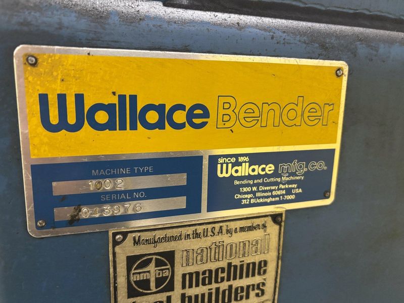 2" WALLACE MODEL #1002 PROGRAMMABLE HYDRAULIC PIPE & TUBE BENDER: STOCK #23183