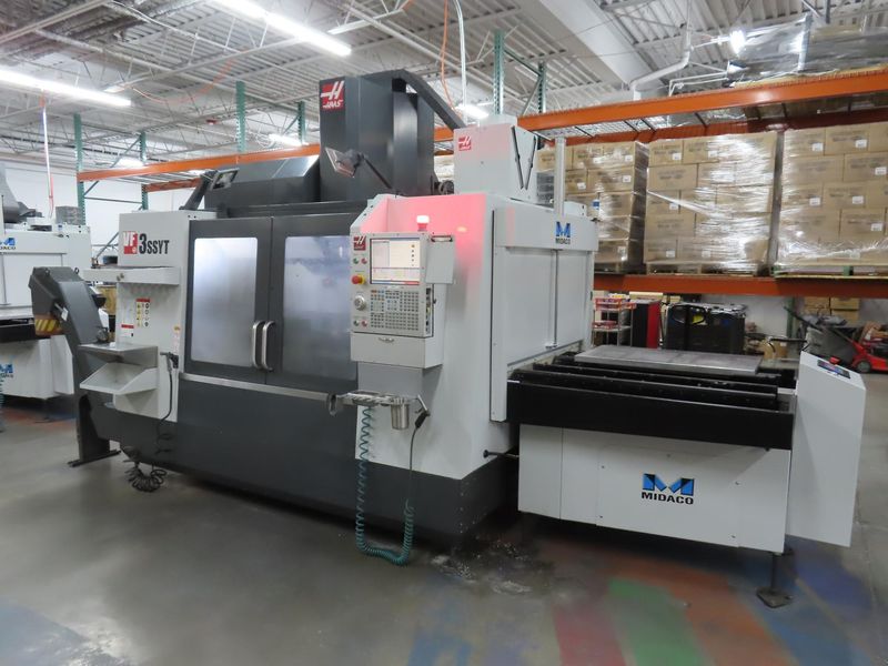 Haas VF-3SSYT CNC Vertical Machining Center with Midaco Pallet Changer, Thru Spindle Coolant, Probing