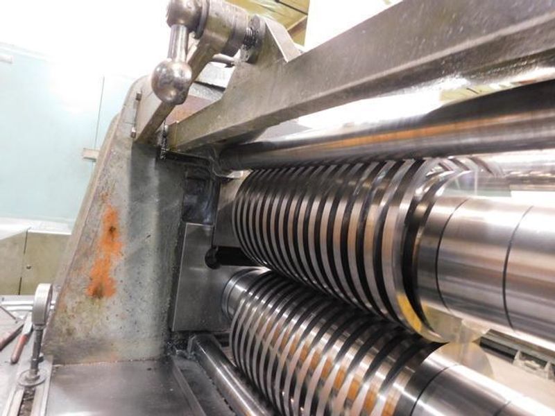 26" x.105" x 20,000# Ruesch Slitting Line with Slip Core Drum