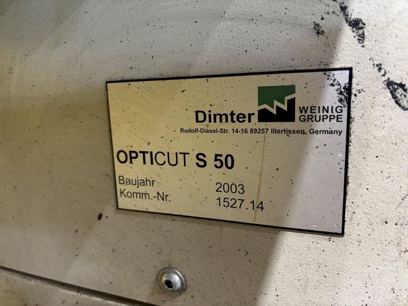 4" HIGH X 12" WIDE DIMTER OPTICUT MODEL #S50 CROSS-CUT AUTOMATIC WOOD SAW, NEW 2003: STOCK #2292