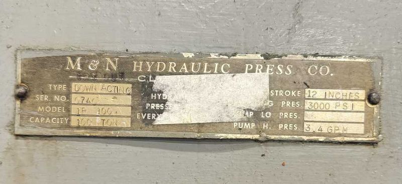 100 Ton M & N Hydraulic Press
