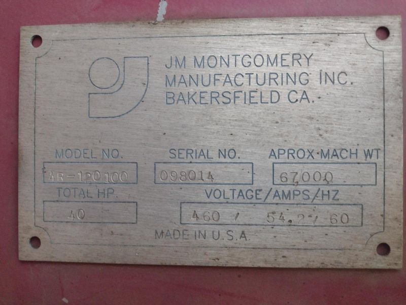 10' X 1" MONTGOMERY MODEL #4R-120100 4-ROLL HYDRAULIC PLATE BENDING ROLL: STOCK #17021
