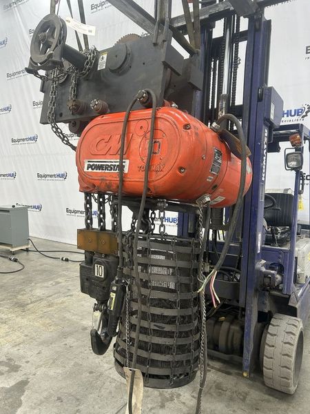 CM Powerstar 717202E 10 Ton Electric Chain Hoist w/ Manual Trolley