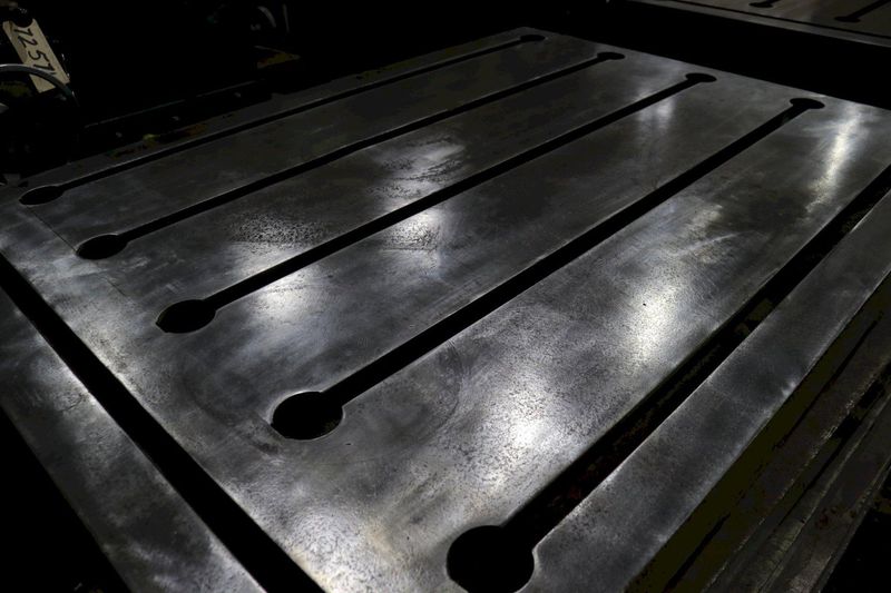 43-1/2" X 59" X 4" T SLOTTED STEEL LAYOUT PLATE: STOCK #73765