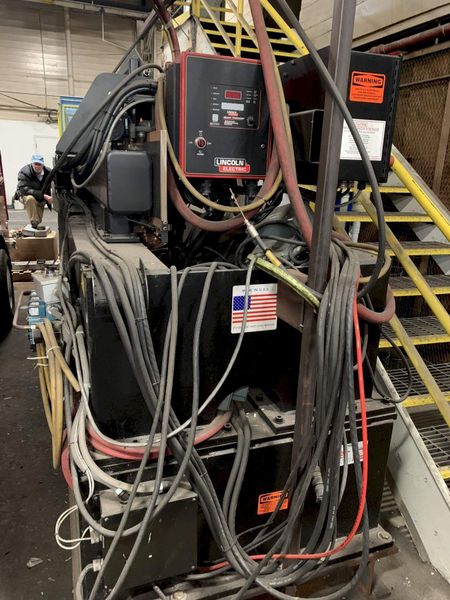 120" X 3/8" PANDJIRIS MODEL 120I-50 SEAM WELDER WITH LINCOLN POWERWAVE: STOCK # 71485