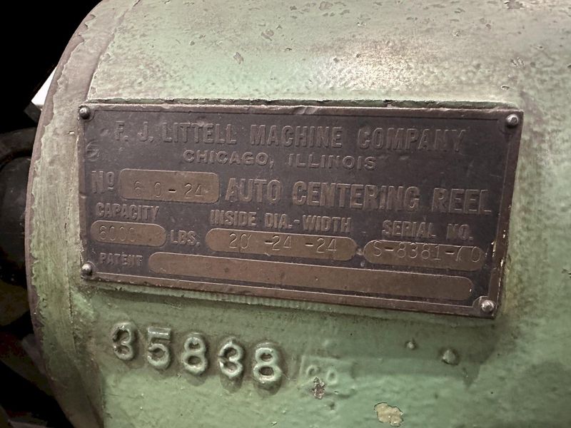 6000 LBS X 24" WIDE LITTELL PULL OFF COIL REEL MODEL #60-24: STOCK #19803
