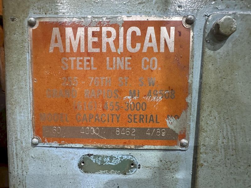 4,000 LBS x 20" AMERICAN STEEL LINE MODEL #60 DOUBLE END PULL OFF UNCOILER COIL REEL: STOCK #230