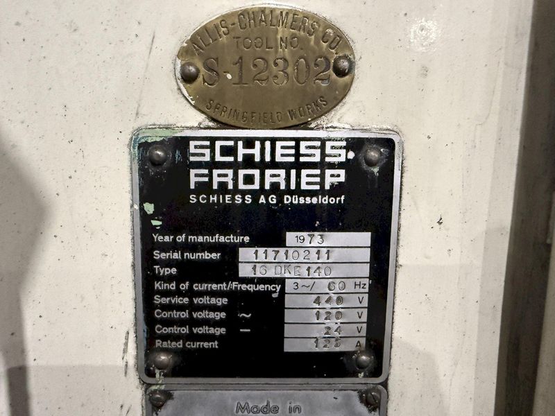 54" SCHIESS-FRORIEP VERTICAL TURRET LATHE (VTL), 66" TOTAL SWING: STOCK #18177