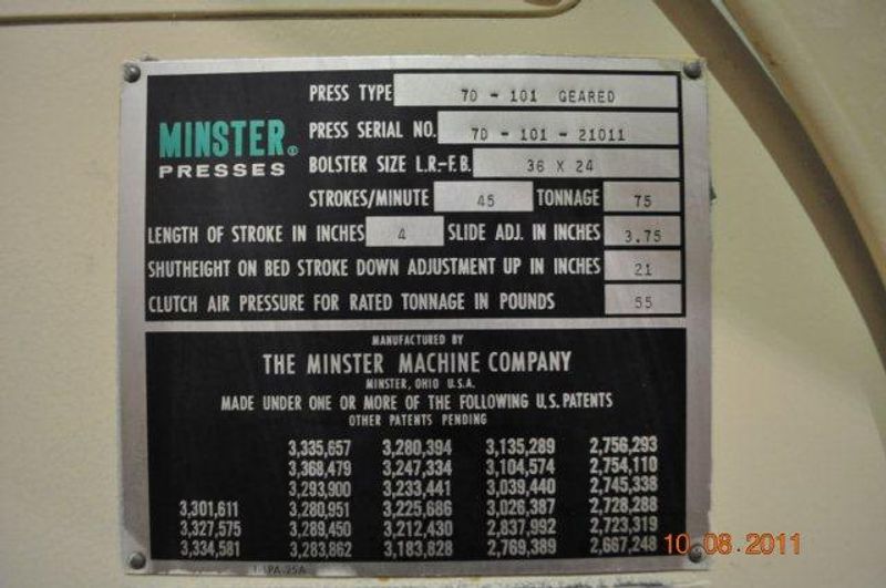 75 Ton Minster Dienamic OBI Press