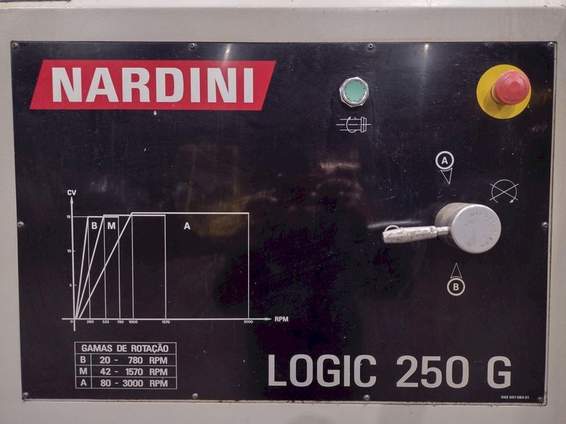 20" X 80" NARDINI MODEL LOGIC 250G CNC FLAT BED LATHE TURNING CENTER, 3.125" HOLE: STOCK #19739