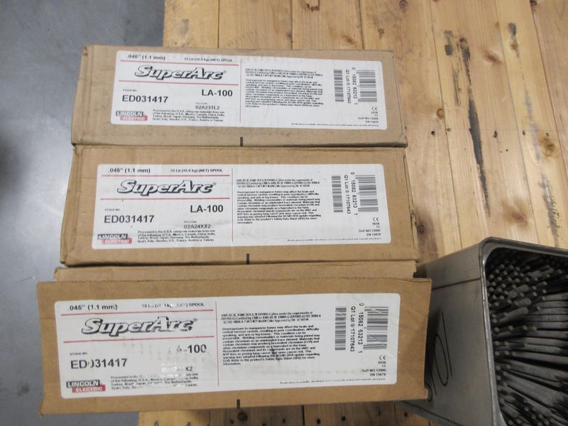 Lincoln Electric SuperArc LA-100 .045" Mig Welding Wire (3) ***New Rolls in Boxes***, and 1018 Stick Welding Rod Electrodes- Auction Item