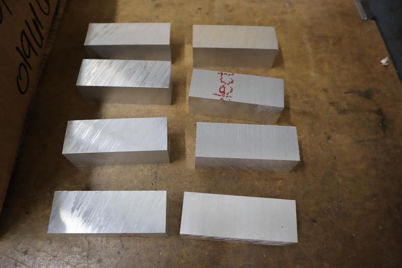 T6061 Aluminum Blanks, Approx 150 pcs Cut Size 3.5" x 1.5" x 1.25"- Auction Item