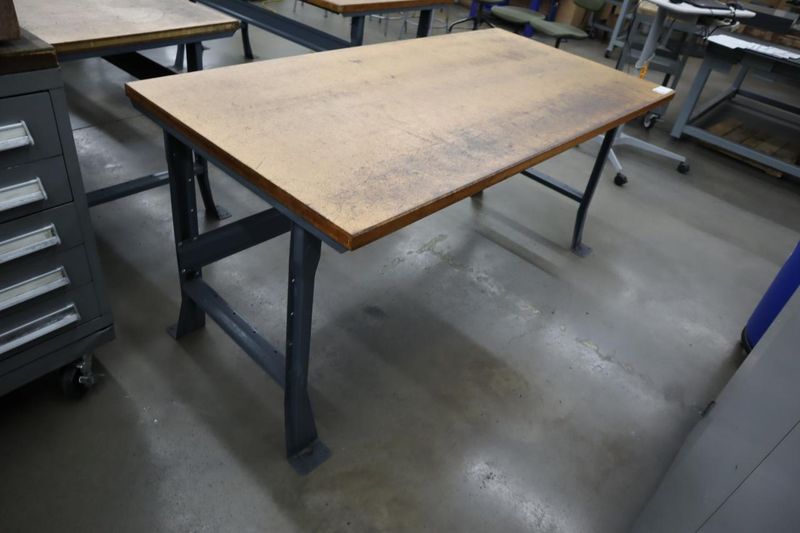 Work Bench, Wood Top, Metal Legs- Auction Item