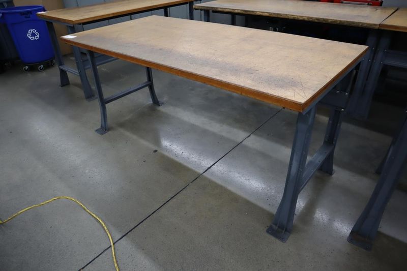 Work Bench, Wood Top, Metal Legs- Auction Item