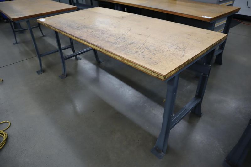 Work Bench, Wood Top, Metal Legs- Auction Item
