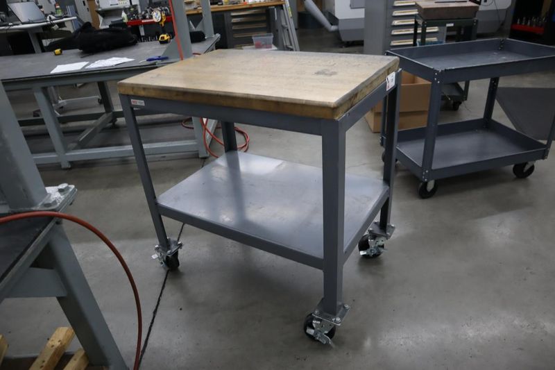 Uline HD Metal Tool Cart with Butcherblock Maple Top- Auction Item
