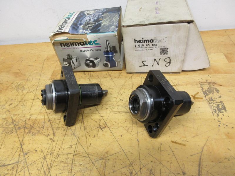 Heimatec 8 010 45 103 (2pcs) BMT45 Axial ER25 Collet Live Tool Holder, Tool drive - Flat (DIN 1809) **Used**- Auction Item