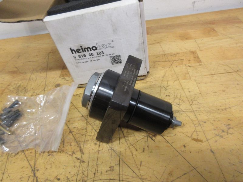 Heimatec 8 010 45 103 (1pc) BMT45 Axial ER25 Collet Live Tool Holder, Tool drive - Flat (DIN 1809) **New Unused**- Auction Item