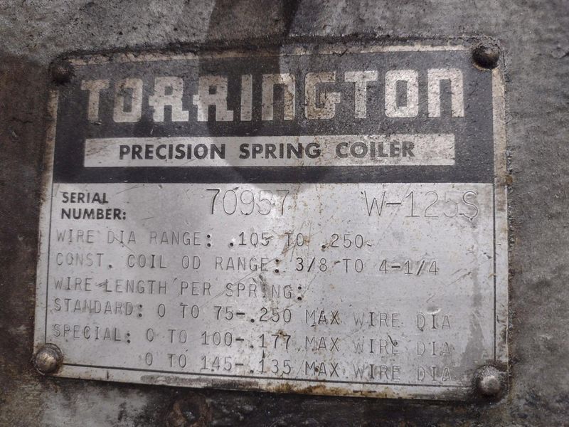 1/4" TORRINGTON MODEL #W-125S SPRING COILER / COIL MAKING MACHINE: YOBRO #23837