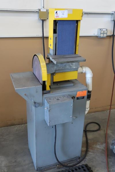 Kalamazoo Combination Belt and Disc Grinder, 12" Disk, 6" Belt w Metal Stand Work Tables- Auction Item