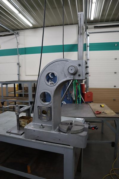 Arbor Press, E-Z Tapper and Bench Vise on Steel Table- Auction Item