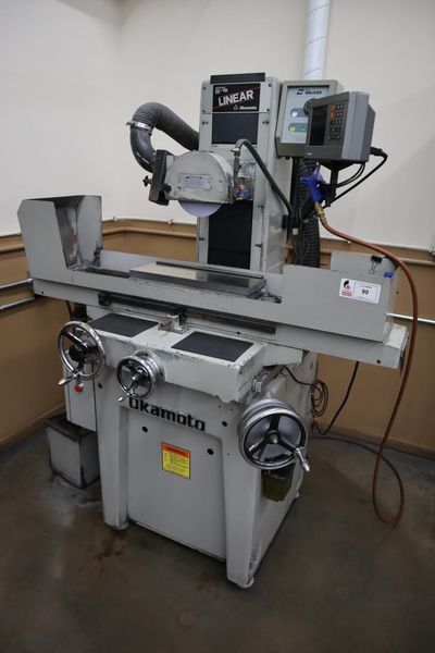 Okamoto Linear 618 Hand Feed Surface Grinder, 6" x 18", Heidenhain 2-Axis DRO, EM Chuck, Coolant- Auction Item