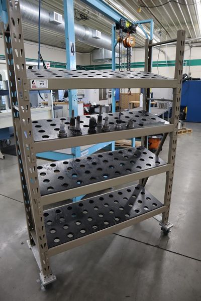 CT40 Taper Tool Rack Cart (Portable) (4) Shelves - 140 Tool Holder Stations with Assorted CT40 Taper Tool Holders- Auction Item