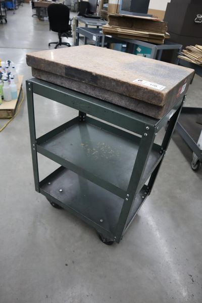 Starrett Granite Surface Plate, Pink, 2-Ledge, with Stand - 24"  18" x 4"- Auction Item