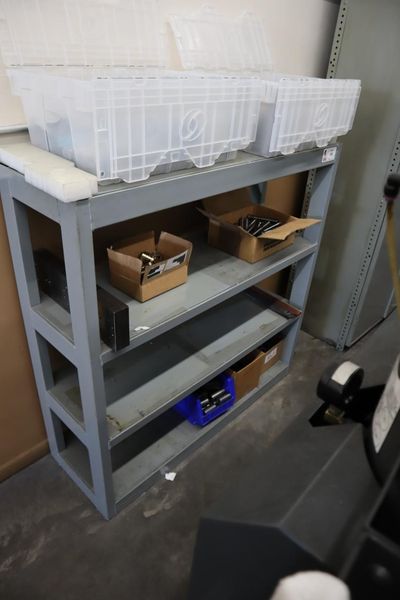 Heavy Duty Steel Shelving with Contents of Guide Pins Bushings and Metal Material- Auction Item