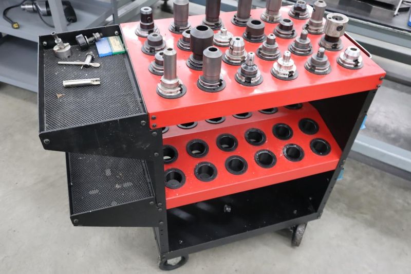 Huot 40 Taper Tool Scoot with (24) CT40 Tool Holders, Step Clamps- Auction Item