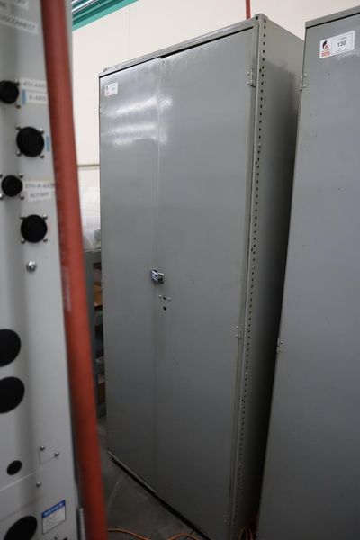 Metal Cabinet, 2 Door, 4 Adjustable Shelves with 3 Angle Plates and Contents- Auction Item