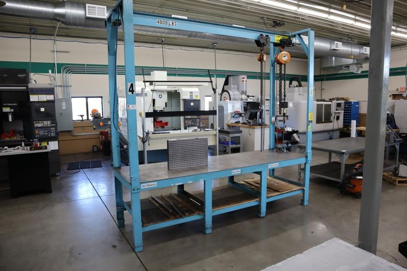 Midwest Crane Heavy Duty Mold Table with Overhead Crane, 4,000 #Capacity, CM Lodestar 2 Ton and 1/2 Ton Hand Chain Hoists - Auction Item
