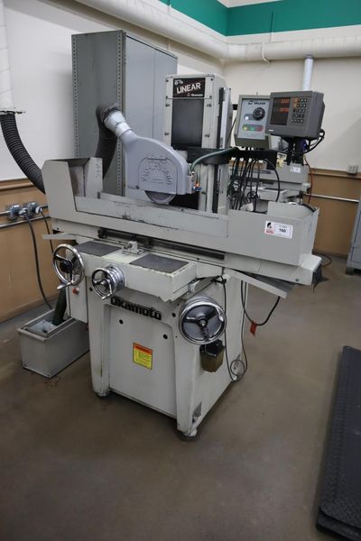 Okamoto Linear 6.18 Hand Feed Surface Grinder, 6"x18", Heidenhain 2-Axis DRO, EM Chuck, Vac-U-Guard, Coolant- Auction Item