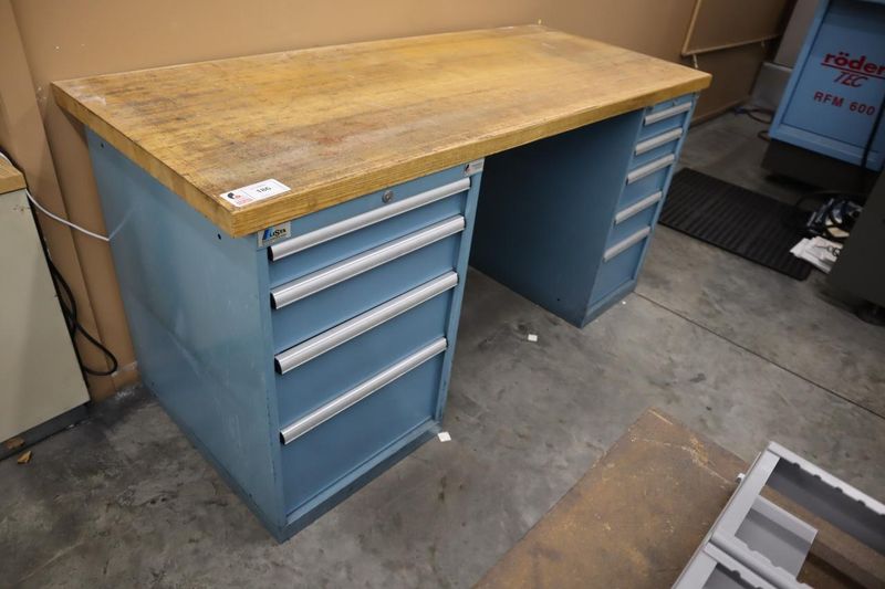 Lista Cabinet Base Work Bench, Maple Top, 9 Drawers - Contents: Assorted Milling Cutters - Some Carbide- Auction Item