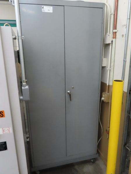 Heavy Duty Steel 2 Door Portable Cabinet on Casters- Contents Included- Auction Item