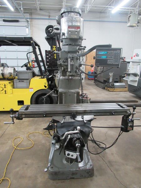 Bridgeport Series I-2HP Vertical Knee Mill, 2-Axis DRO, 9" x 48" Table, X & Y-Axis Power Feeds
