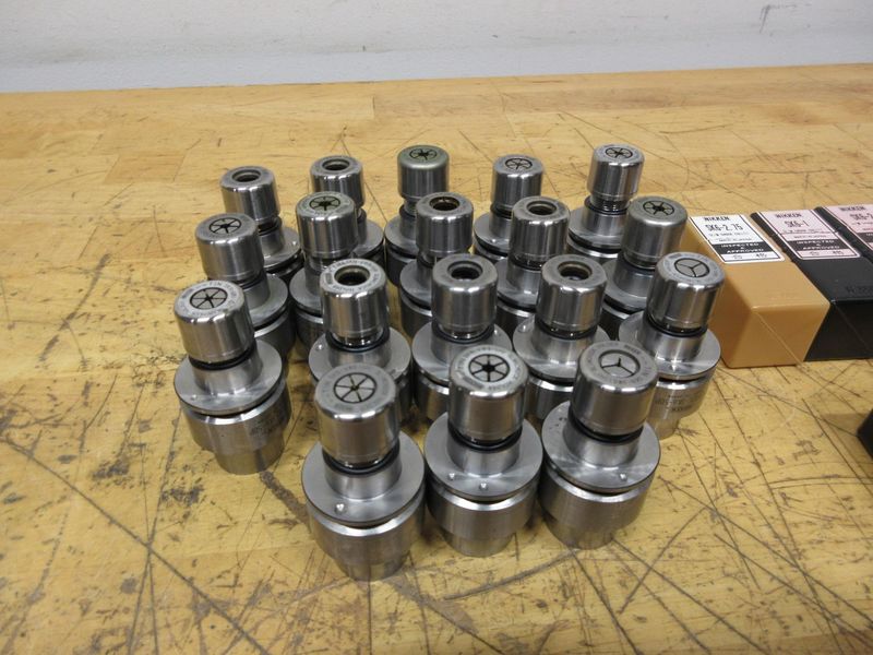 Nikken HSK32E Slim Chuck SK6 Tool Holders (18 pcs) with Various Size SK6 Collets- Auction Item