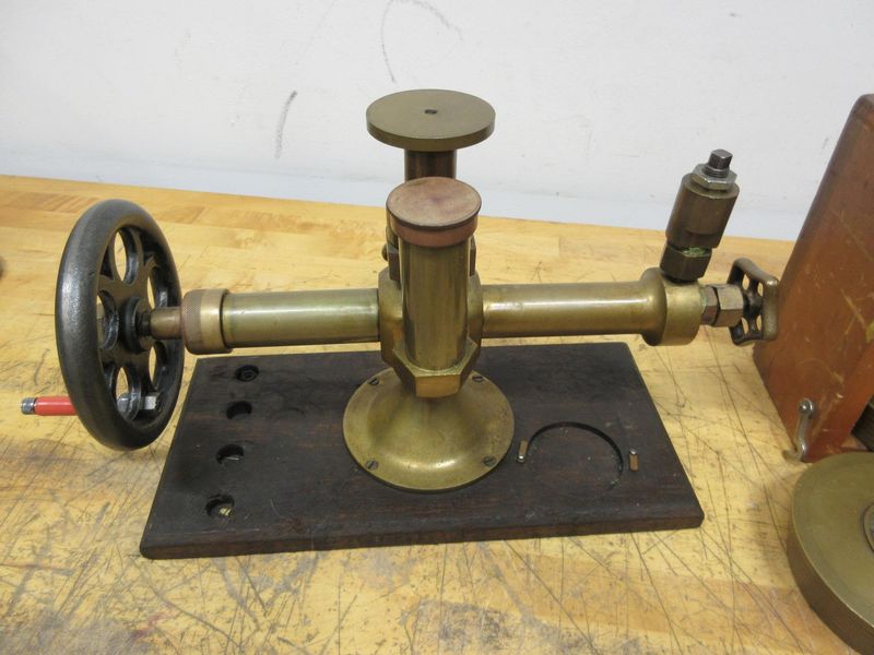 Star Brass Mf'g Co. ***Antique*** Single Range Deadweight Gage Tester with 74.5 Lbs of Brass Weight Sets in Original Wooden Boxes- Auction Item