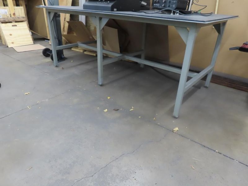 Heavy Duty Steel Table w Plastic Surface - NO CONTENTS- Auction Item