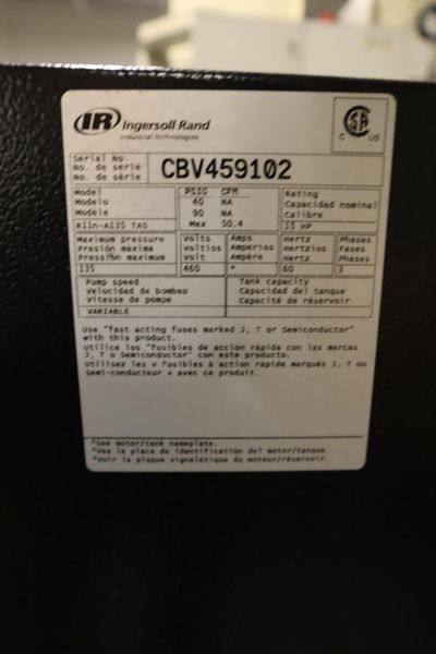 Ingersoll Rand R11n Nirvana VSD 15 HP Rotary Screw Air Compressor, Variable Speed, Total Air System with Refrigerant Air Dryer- Auction Item